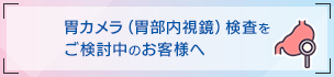 胃カメラ（胃部内視鏡）検査をご検討中のお客様へ